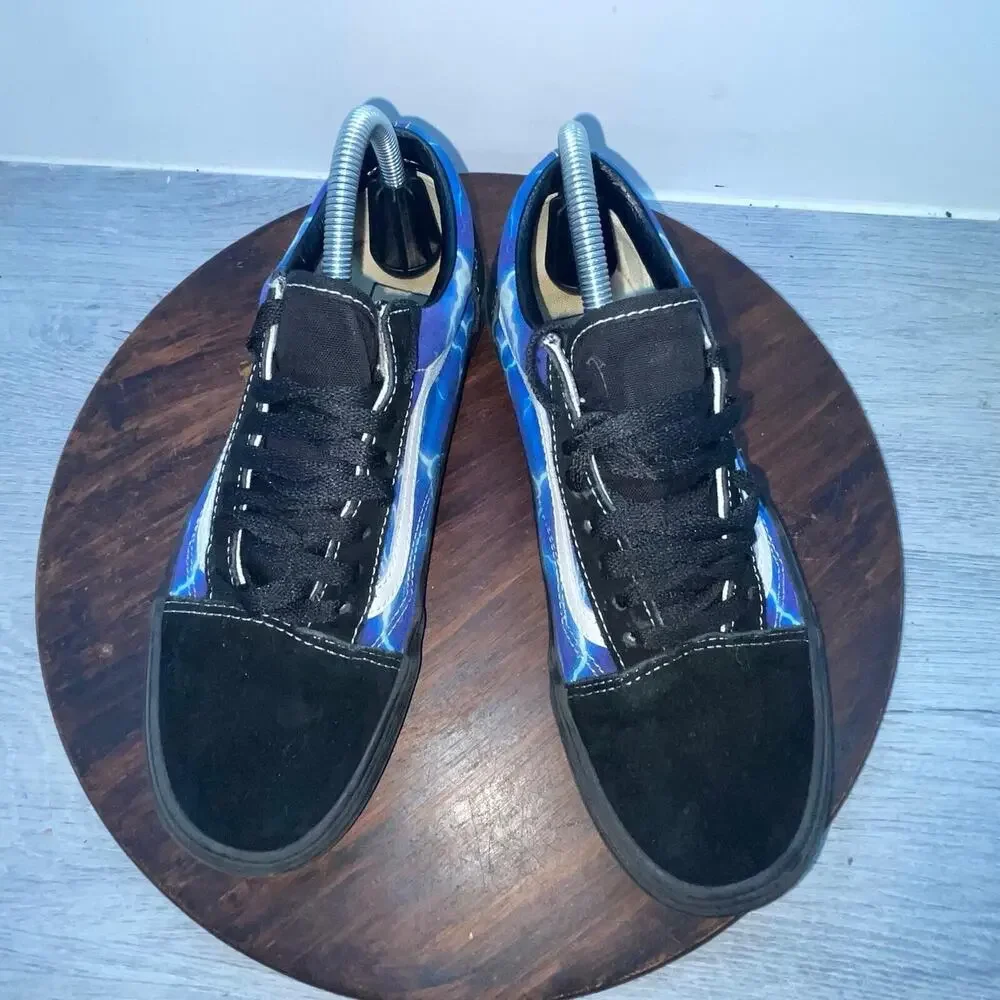 Vans Old Skool Blue Lightning Athletic Shoes Sneakers Unisex Mens 6.5 Womens 8